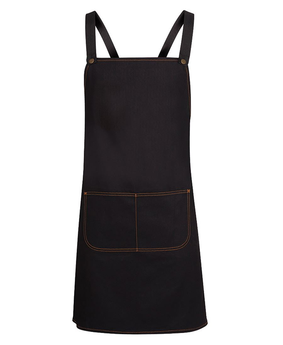 JB's CROSS BACK DENIM APRON (WITHOUT STRAP) BLACK