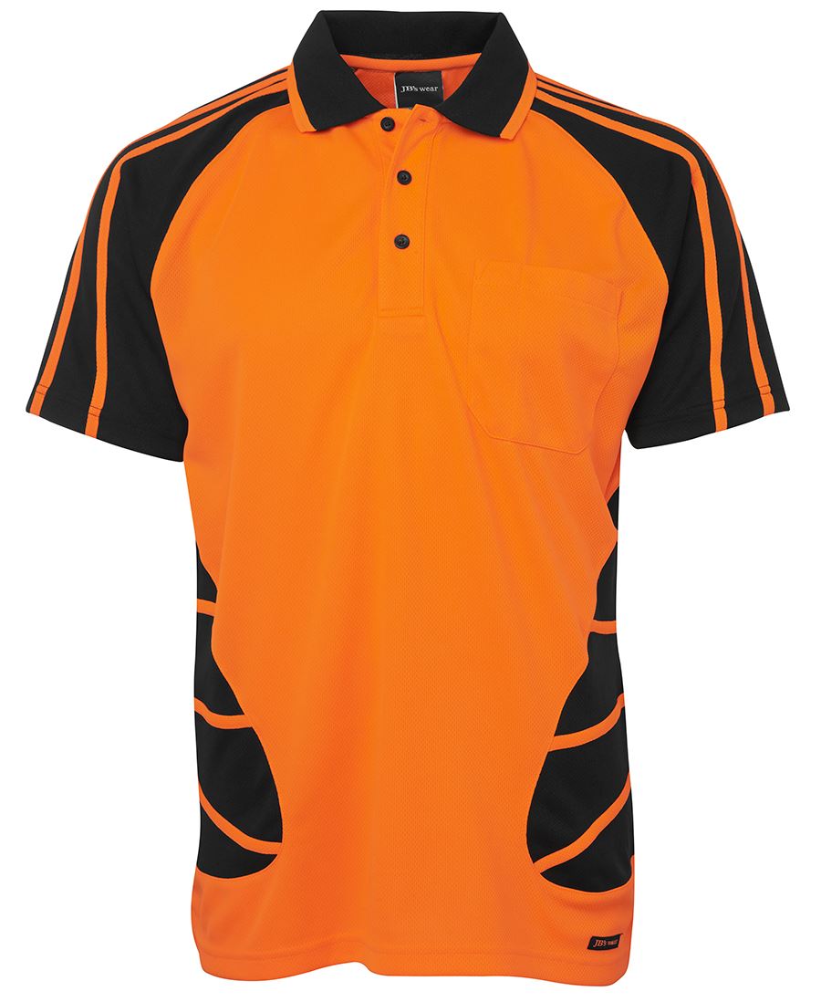 JB's HV S/S SPIDER POLO ORANGE/BLACK-2XS