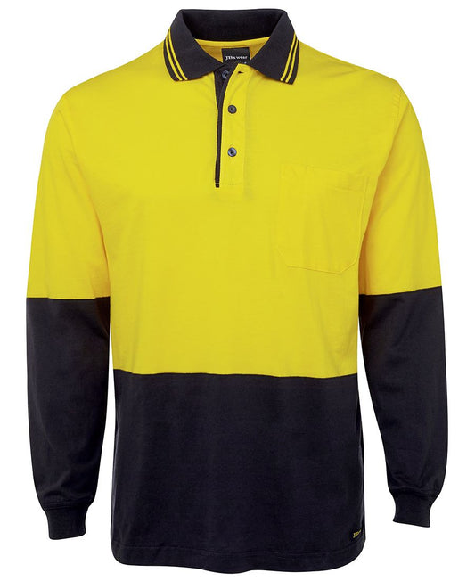 JB's HV L/S COTTON POLO YELLOW/NAVY -2XS