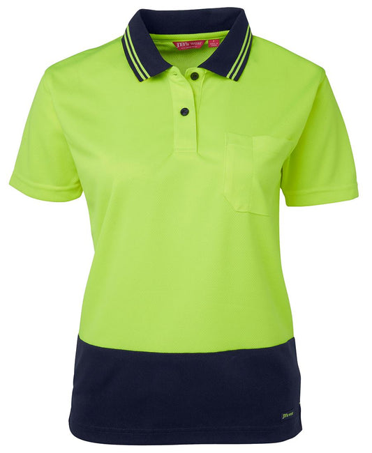 JB's LADIES HV S/S COMFORT POLO LIME/NVY -08