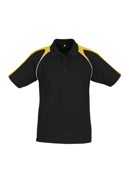 Mens Triton Short Sleeve Polo - Black/Gold/White