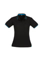 Womens Jet Short Sleeve Polo - Black/Cyan