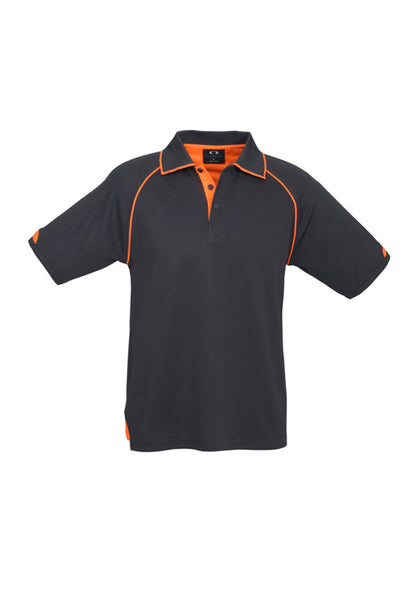Mens Fusion Short Sleeve Polo - Grey/Fluoro Orange