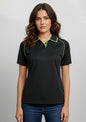 Womens Fusion Short Sleeve Polo - Black/Fluoro Yellow/Lime