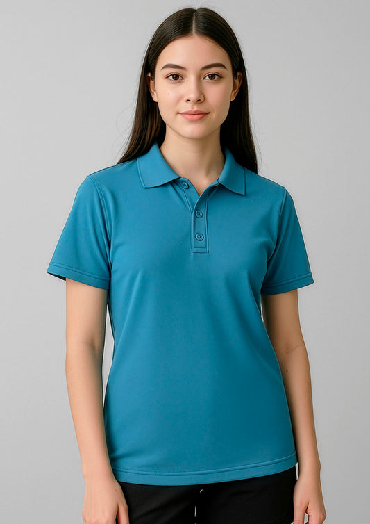 Kids Crew Short Sleeve Polo - Cyan