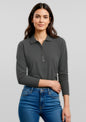 Womens Crew Long Sleeve Polo - Charcoal