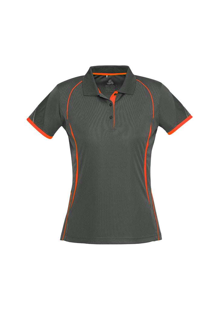 Womens Razor Short Sleeve Polo - Grey/Fluoro Orange