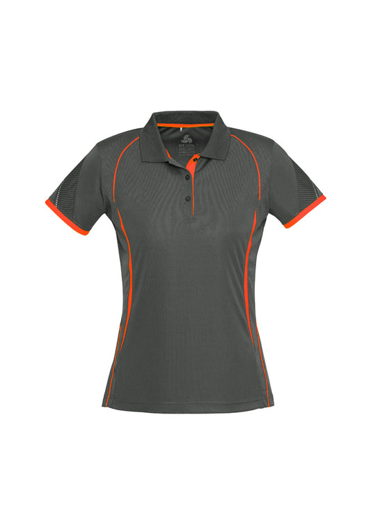 Womens Razor Short Sleeve Polo - Grey/Fluoro Orange