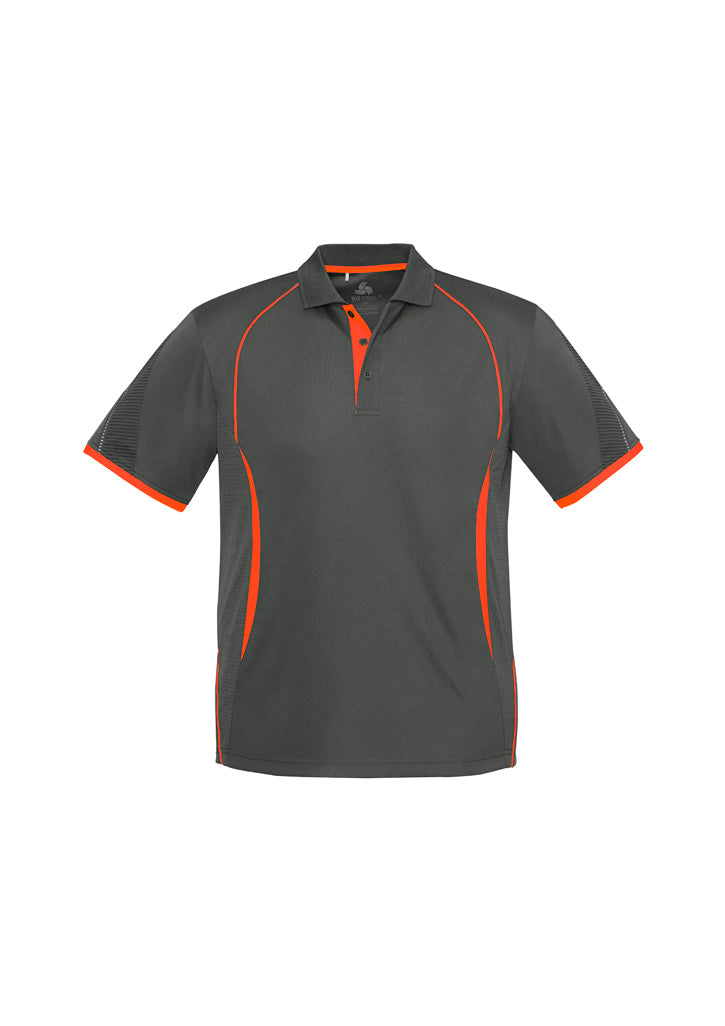 Mens Razor Short Sleeve Polo - Grey/Fluoro Orange