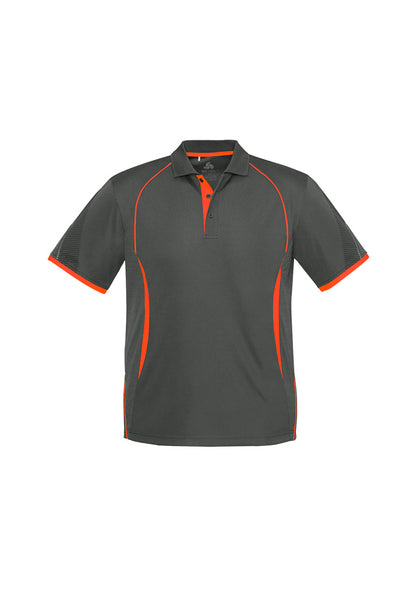 Mens Razor Short Sleeve Polo - Grey/Fluoro Orange
