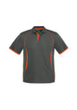 Mens Razor Short Sleeve Polo - Grey/Fluoro Orange