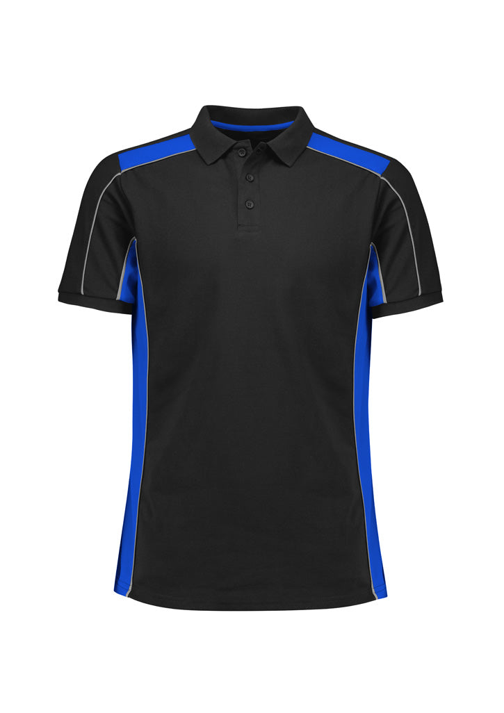 Unisex Grid Short Sleeve Polo - Black/Royal