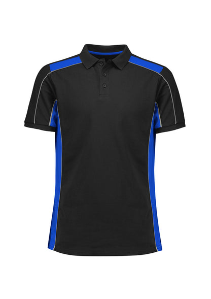 Unisex Grid Short Sleeve Polo - Black/Royal