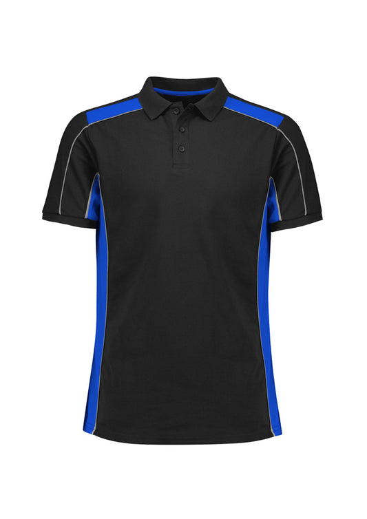 Unisex Grid Short Sleeve Polo - Black/Royal