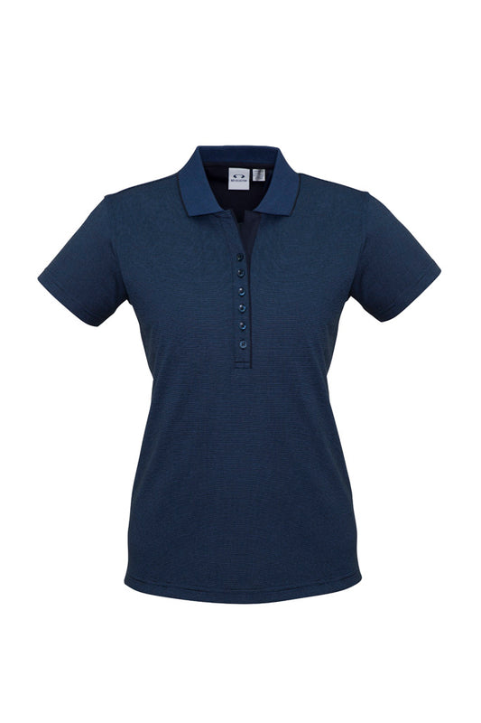 Womens Shadow Short Sleeve Polo - Carbon Blue