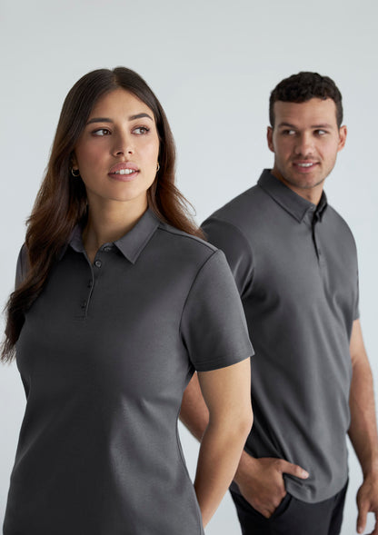 Mens Lotus Short Sleeve Polo - Charcoal