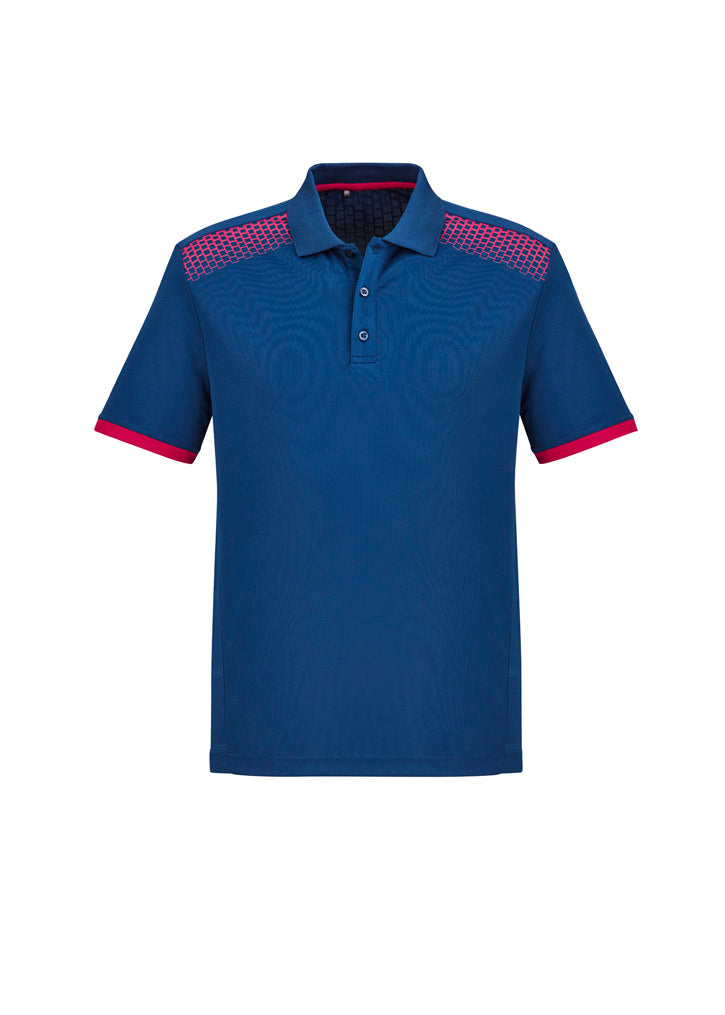 Mens Galaxy Short Sleeve Polo - Steel Blue/Magenta