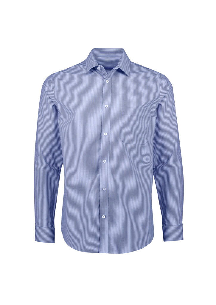 Mens Conran Classic Long Sleeve Shirt - French Blue/White