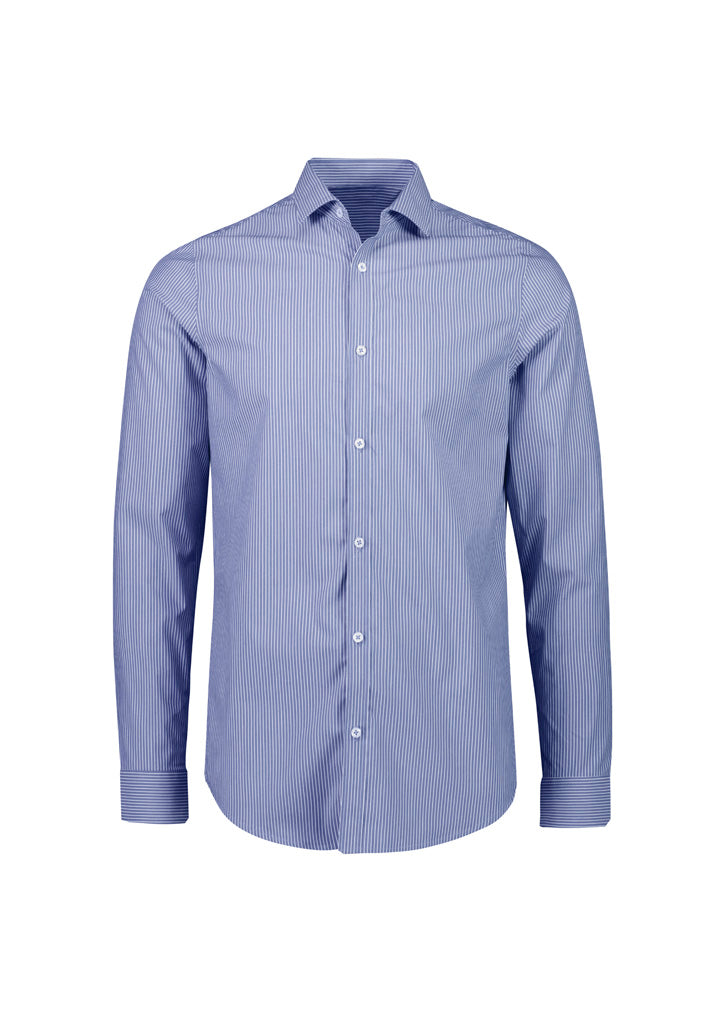 Mens Conran Tailored Long Sleeve Shirt - French Blue/White