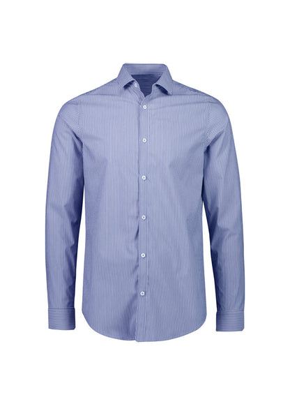 Mens Conran Tailored Long Sleeve Shirt - French Blue/White