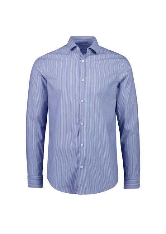 Mens Conran Tailored Long Sleeve Shirt - French Blue/White