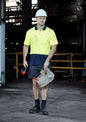 Unisex Hi Vis Basic Short Sleeve Polo - Yellow/Navy