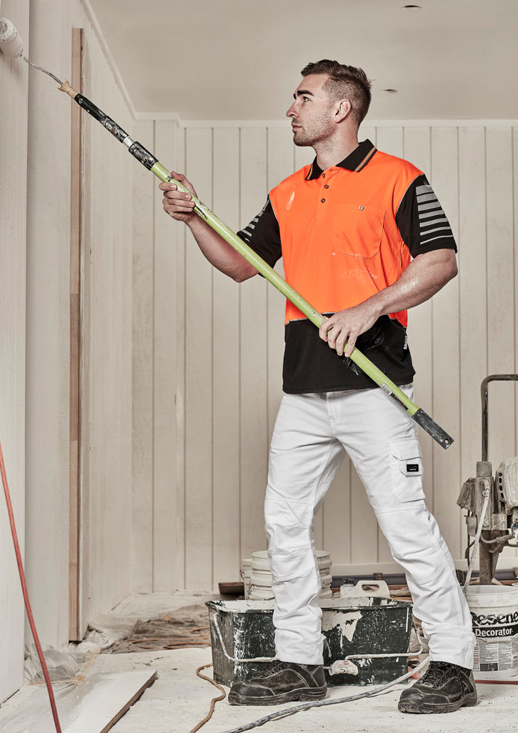 Mens Hi Vis Zone Short Sleeve Polo - Orange/Black