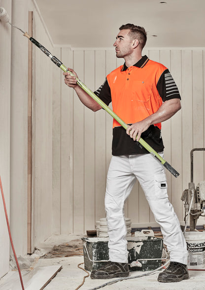Mens Hi Vis Zone Short Sleeve Polo - Orange/Black