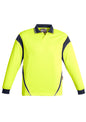 Mens Hi Vis Aztec Long Sleeve Polo - Yellow/Navy