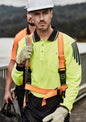 Mens Hi Vis Flux Long Sleeve Polo