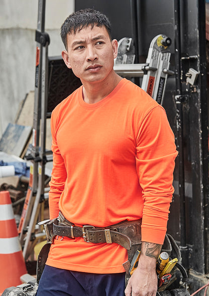 Mens Hi Vis Long Sleeve Tee - Orange