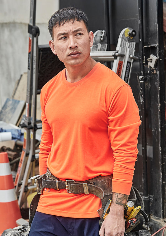 Mens Hi Vis Long Sleeve Tee - Orange