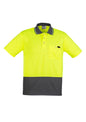 Mens Hi Vis Comfort Back Short Sleeve Polo - Yellow/Charcoal