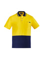 Mens Hi Vis Cotton Short Sleeve Polo - Yellow/Navy