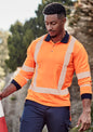 Mens TTMC-W23 Segmented Tape Long Sleeve Polo - Orange/Navy