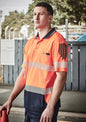 Mens Hi Vis Flux Segmented Tape Short Sleeve Polo - Orange/Navy