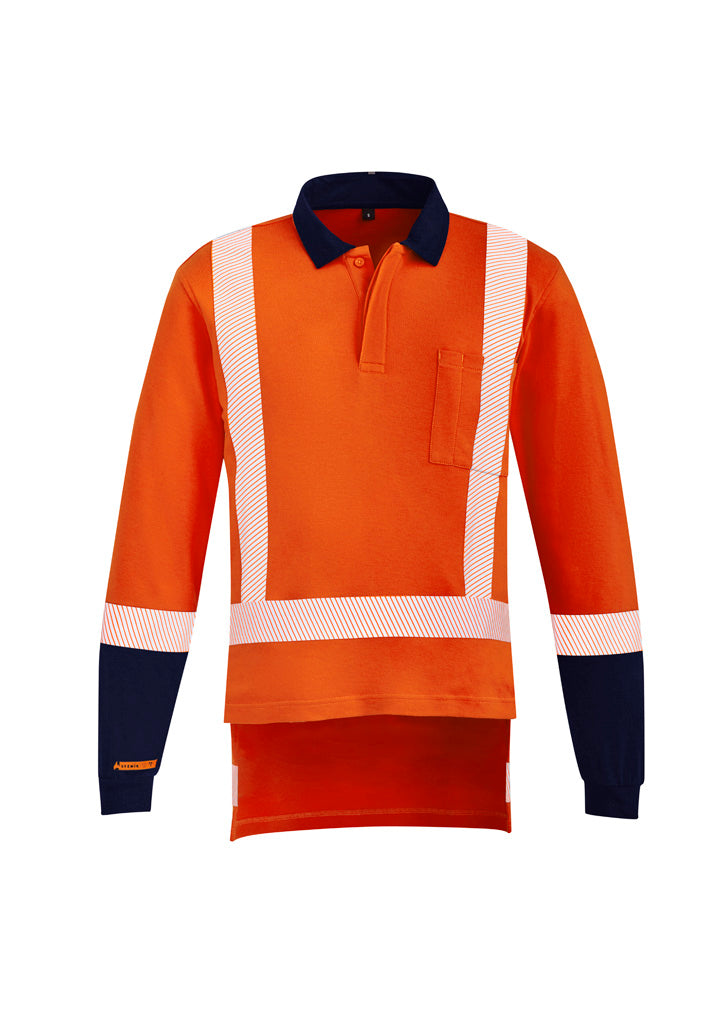 Mens Orange Flame TTMC-W23 X Back Taped Polo - Orange/Navy