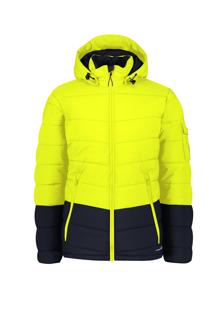Unisex Streetworx Hooded Puffer Jacket - Yellow/Navy