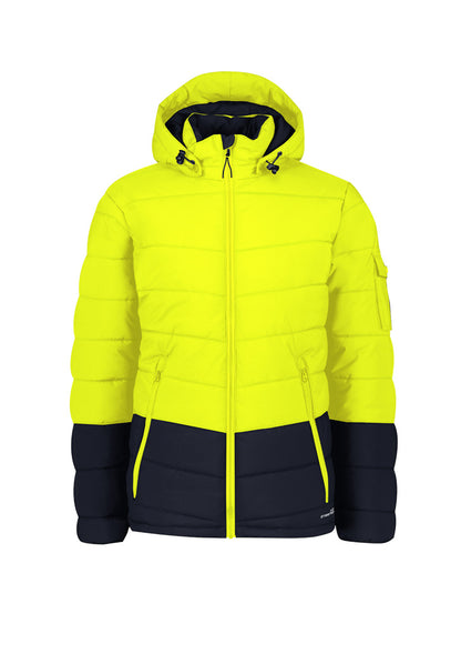 Unisex Streetworx Hooded Puffer Jacket - Yellow/Navy