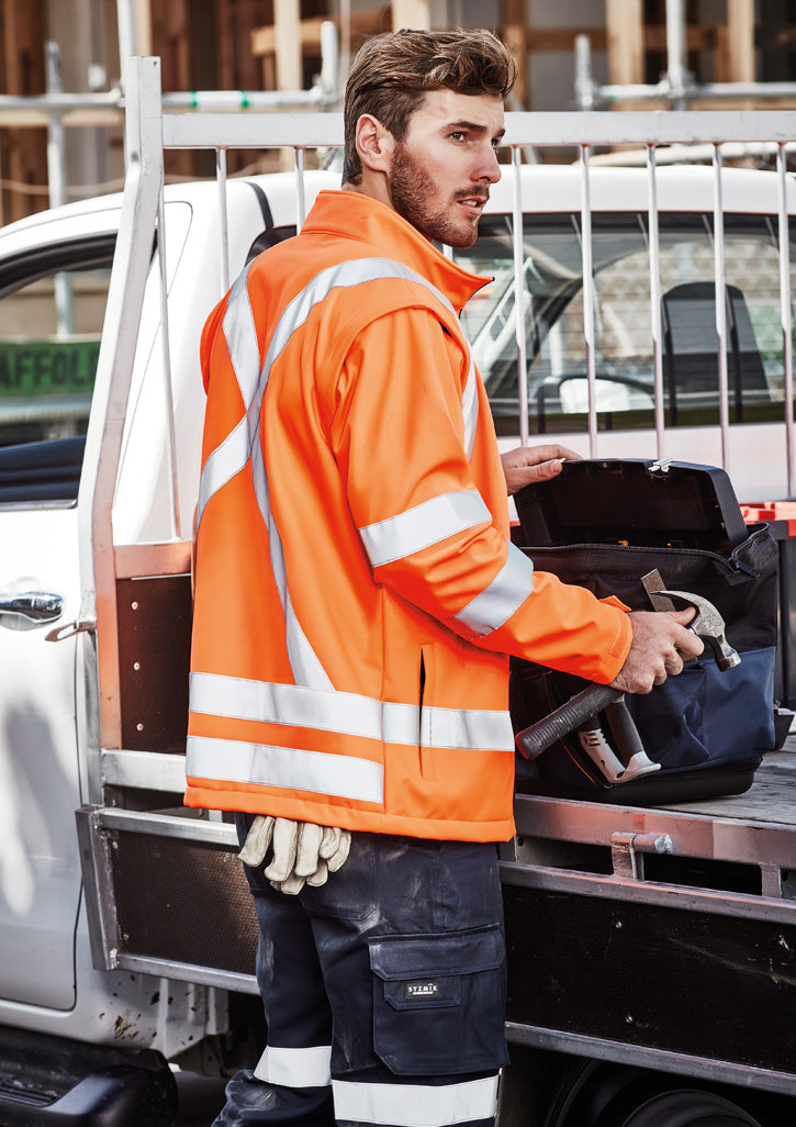 Unisex Hi Vis X Back 2 In 1 Softshell Jacket - Orange