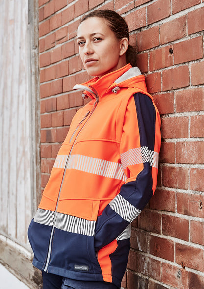 Womens Streetworx 2 In 1 Stretch Softshell Jacket - Orange/Navy