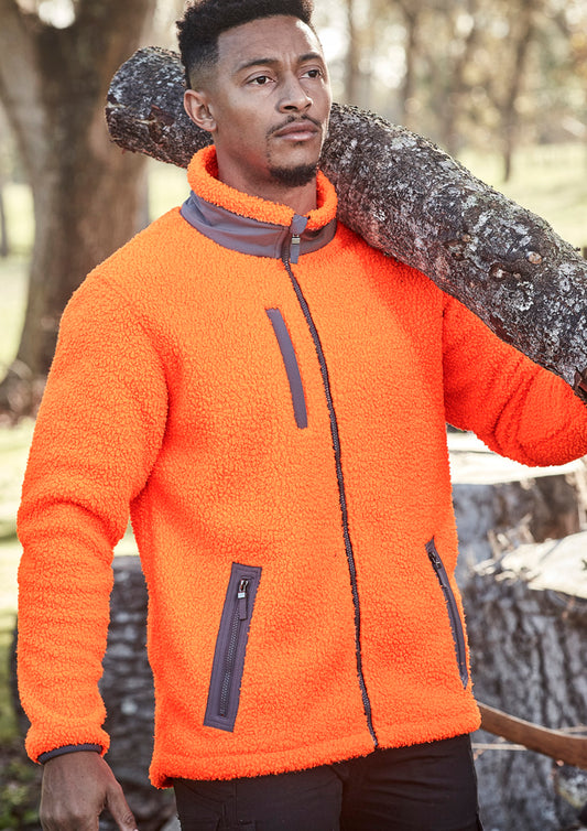 Unisex Streetworx Full Zip Sherpa Fleece - Orange