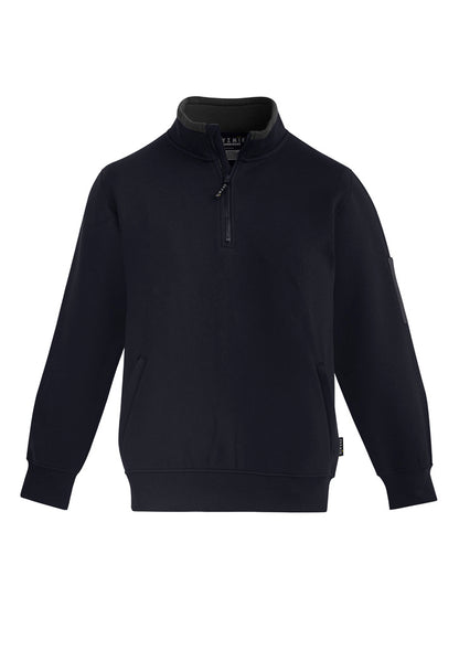 Unisex 1/4 Zip Brushed Fleece Pullover - Navy/Charcoal