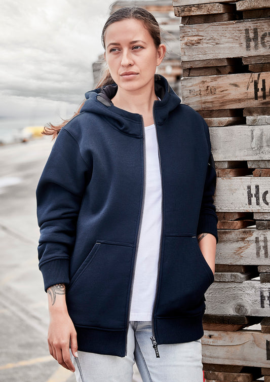 Unisex Zip Front Multi-Pocket Hoodie - Navy/Charcoal