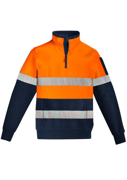Unisex Hi Vis 1/4 Zip Pullover - Hoop Taped - Orange/Navy