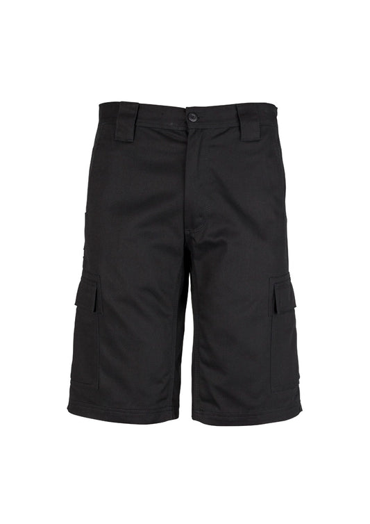 Mens Midweight Drill Cargo Short - Black