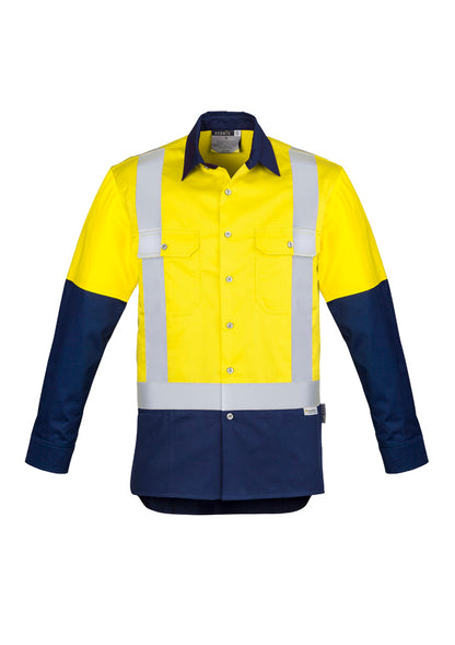 Mens Industrial Long Sleeve Shirt - Shoulder Taped - Yellow/Navy