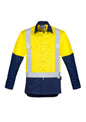 Mens Industrial Long Sleeve Shirt - Shoulder Taped - Yellow/Navy