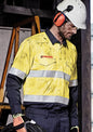 Mens Orange Flame Hi Vis Open Front Spliced Shirt - Hoop Taped