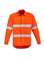 Mens Orange Flame Hi Vis Open Front Shirt - Hoop Taped - Orange